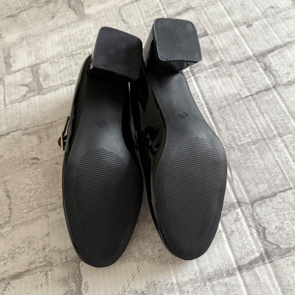 NWOB Trary Black Patent Leather Chunky Block Heel Round Toe Mary Jane Pumps Sz 9 - Picture 9 of 12
